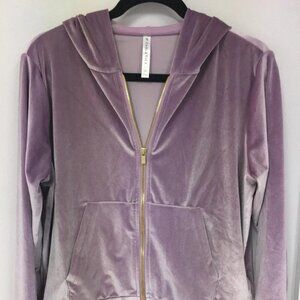 Fabletics Women’s Velour Zip Hoodie NWT Size M Mauve Pink Gold Zip Athleisure